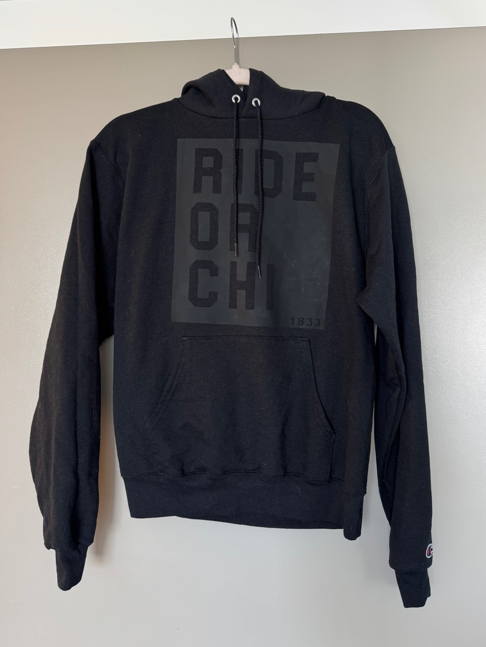Champion Black Hoodie CHICAGO “RIDE OR CHI” Unisex NWOT